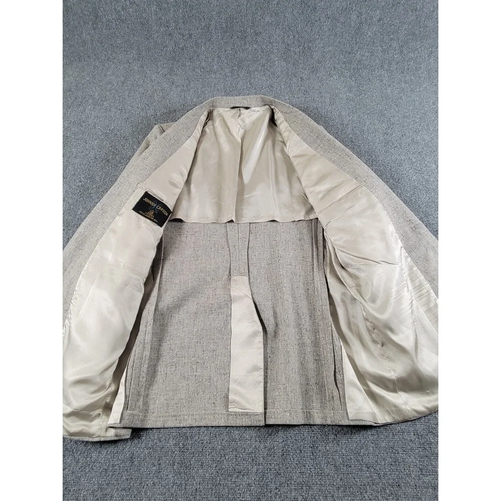 Vtg Johnny Carson Blazer Men 42R 2-Button Elbow Patch Gray 1970's USA Union Made